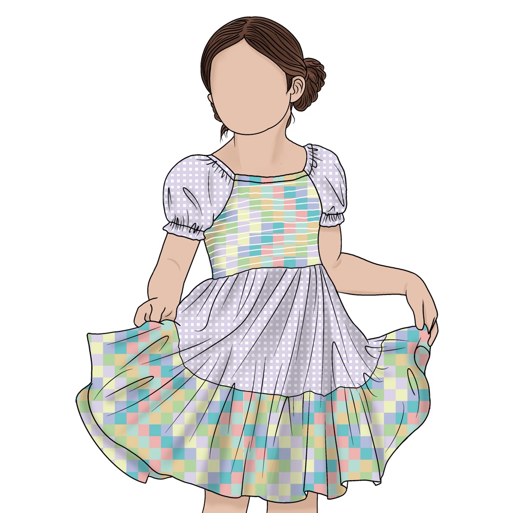High Quality Comfortable Simple Fashion Design Casual Short Sleeve Plaid School Girls Skirt Flower Kids Dresses for Wedding