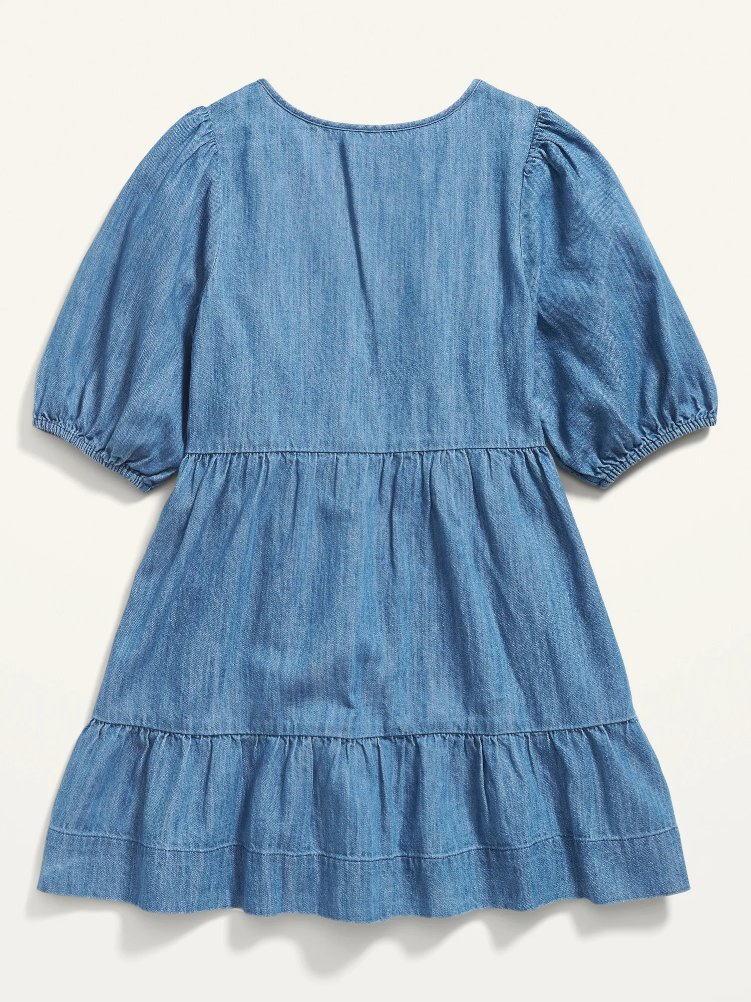 New Design OEM Accept Girls Summer Crew Neck Girl Denim Mini Summer Children Clothes Girls Dress