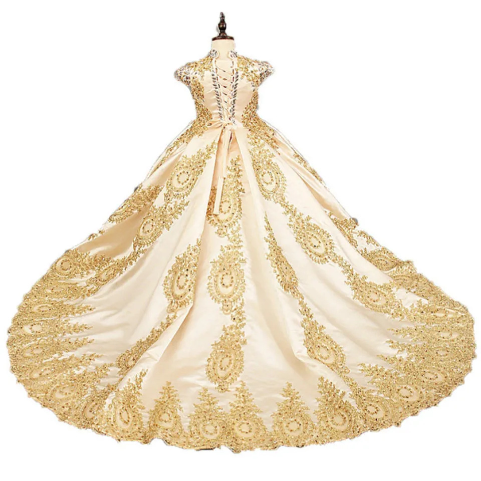 ML024 Anti-static Cross-Border Retro Court Princess Dress Birthday Performance Ball Flower Girl Wedding Gown