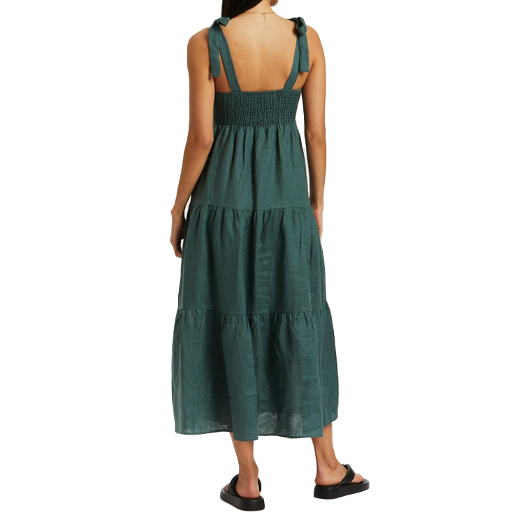 2025 New Fashion Long Linen Dresses Women Maxi Casual Girl Cotton Vacation Style High Quality Supplier