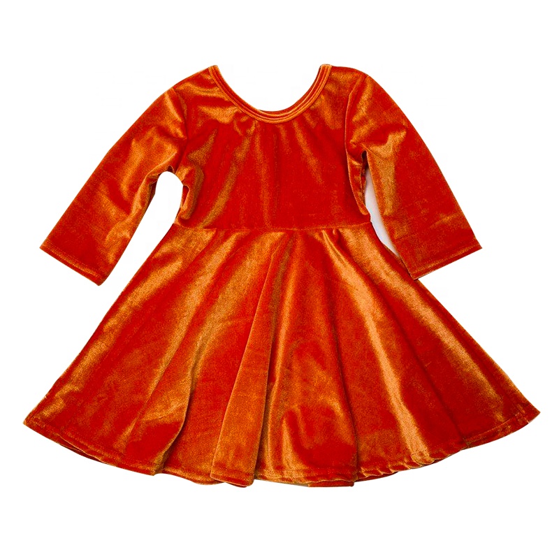 Wholesale High Quality Velvet Fabric Kids Party Dress Long Princess Style Twirl Dress for Girls Christmas Inspired Fashionable