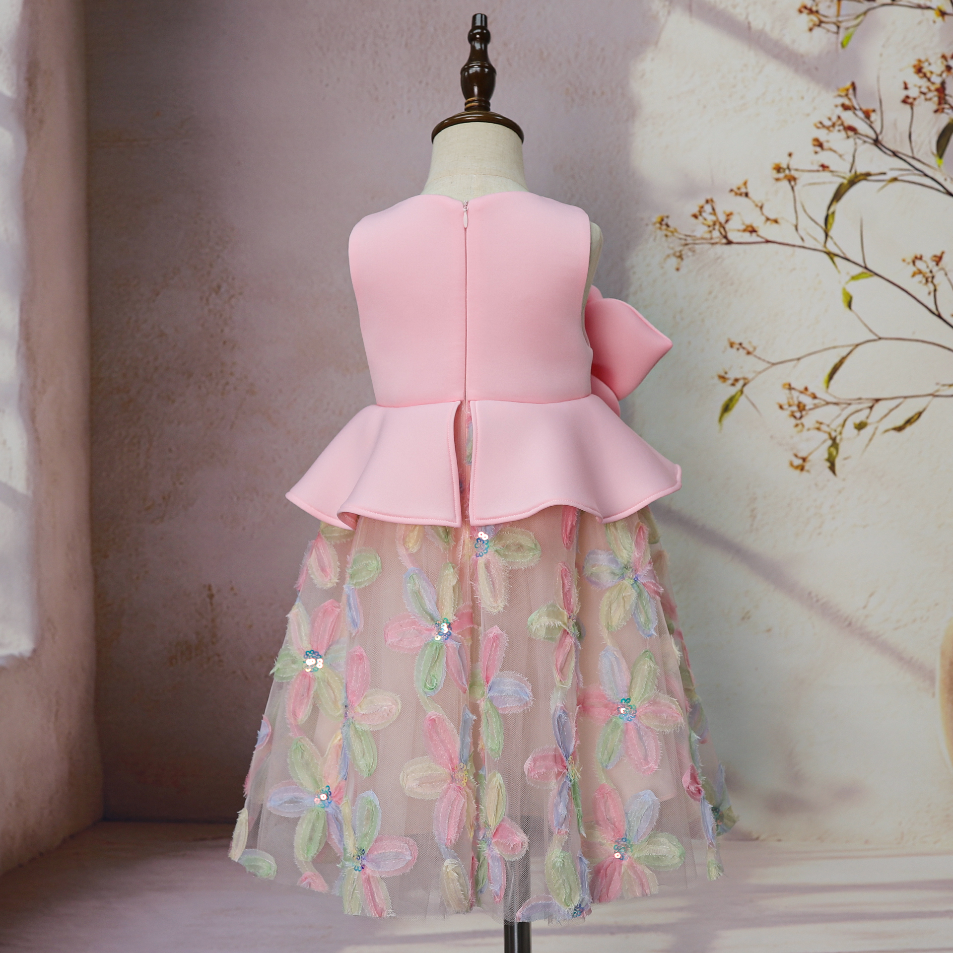 Princess Design Little Baby Girls 3D Big Flowers Dresses Ruffles Elegant Flowers Birthday Wedding Tulle Clothes Boutiques