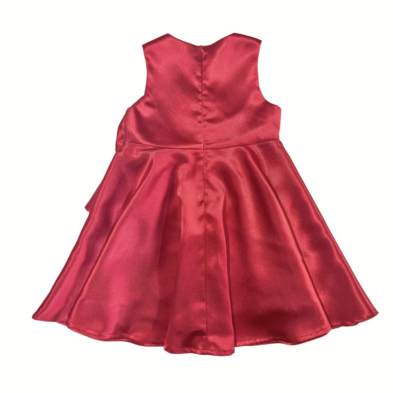 Girls' Red Sleeveless Party Dress, Comfort-Focused