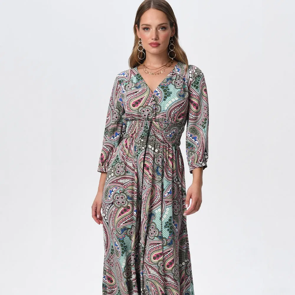 2025 Summer Maxi for Women Girls Fashion Paisley Print Casual Elegant Dress Plus Size Clothing Smocking Long Dress