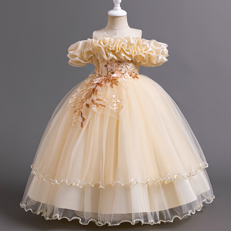 High-End Girls' Princess Dress for Weddings Birthdays &amp; Performances Unkempt Skirt Cute Flower Girl Clothes Girl Dress for Party