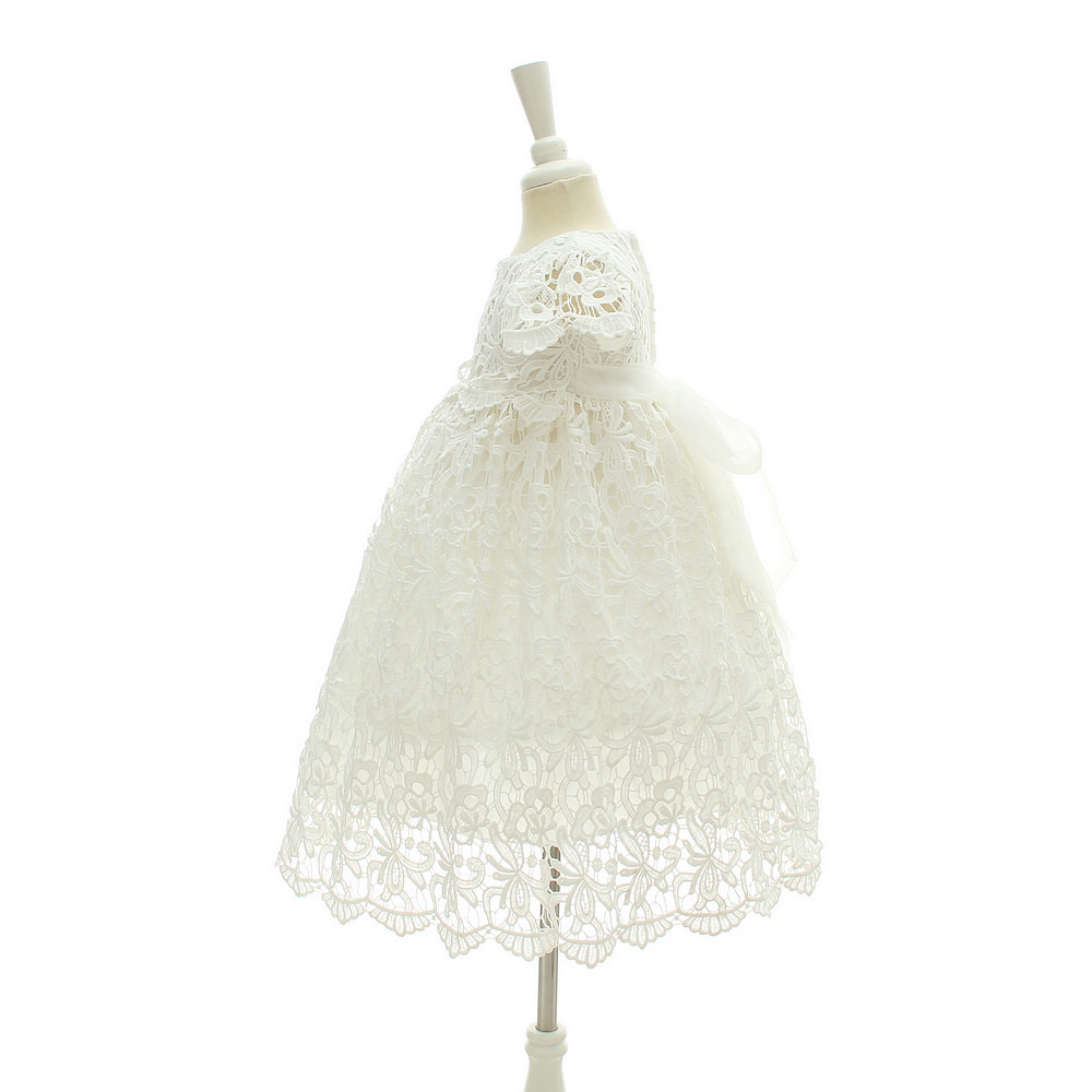 European Style White Flower Girl Vintage Dress Supplier Ins Baptism Tulle Lace Toddler Baby Girls Birthday Party Dresses