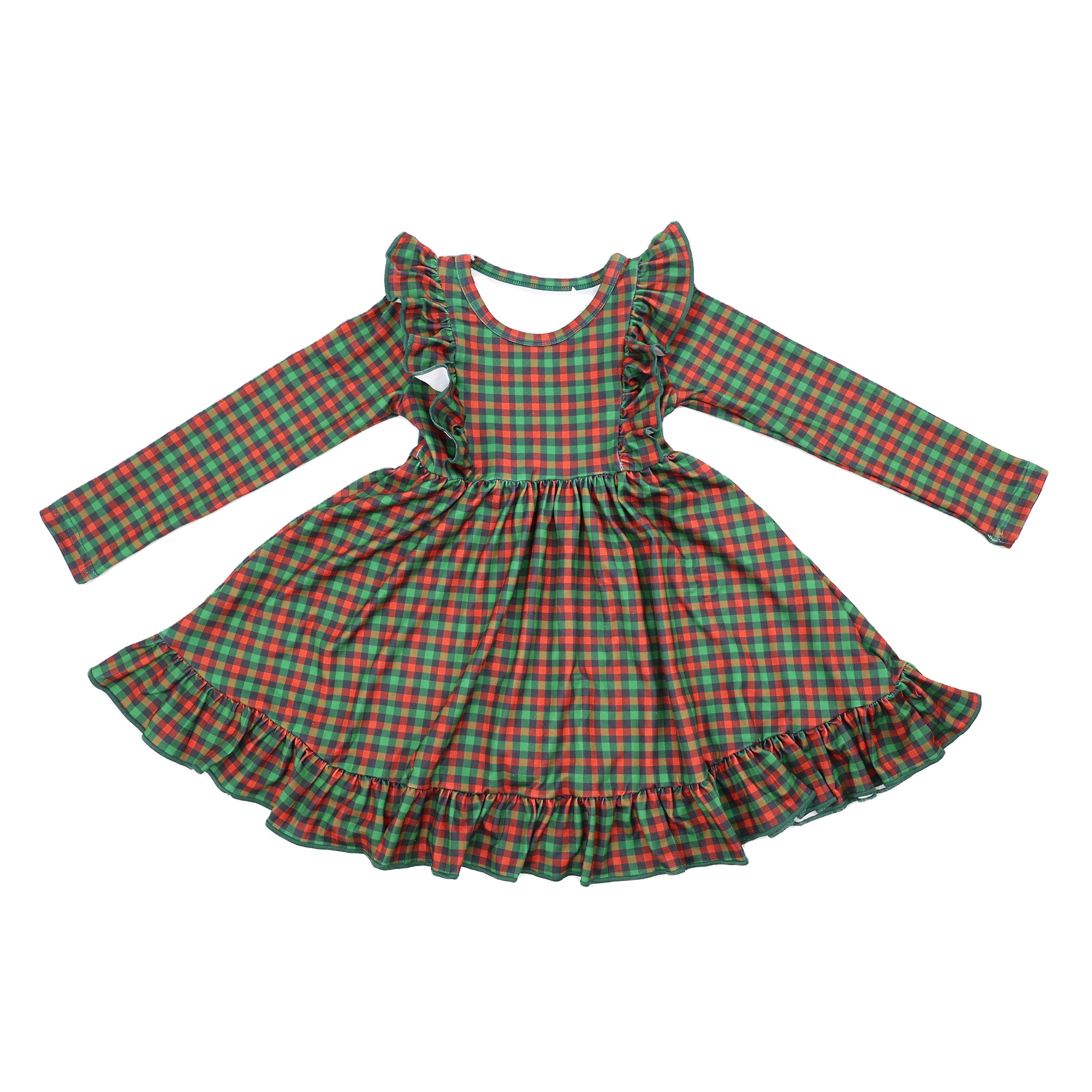 Qingli Custom High Quality Velvet Dress for Baby Girls Long Sleeve Red Christmas Solid Print ODM Factory for Children
