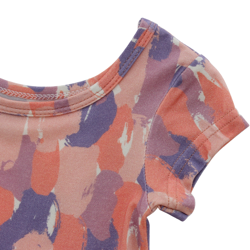 Cute Girl Baby Summer Dress with Chinese Style Print Short Sleeve Kids Clothing Decorated with Flowers for Children