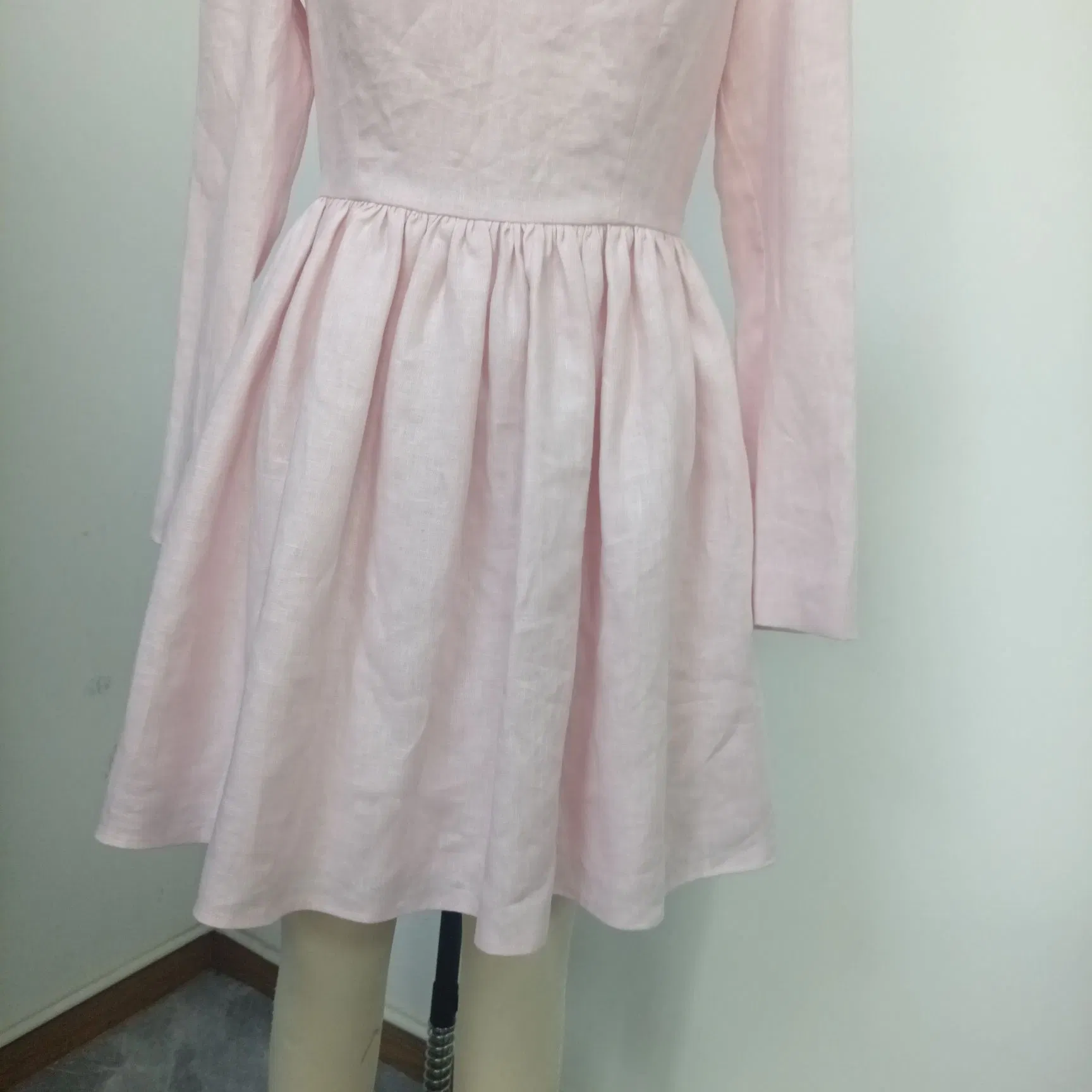 Linen Sweet Princess Style Long Sleeves Short Girls Dress