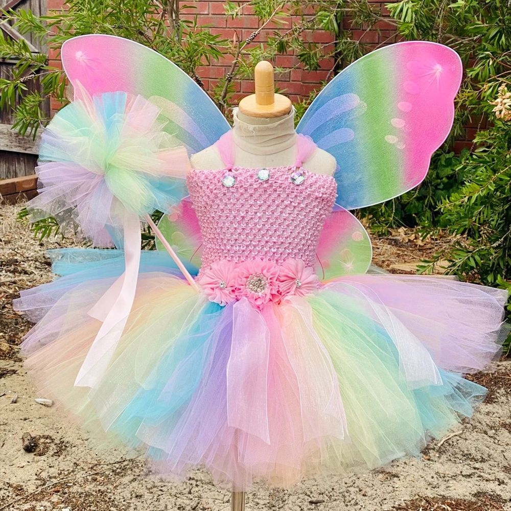 New Arrival Fairy Flower Girl Dress Yellow Fairy Tutu Dress Flower Pageant Party Lace Girls Maxi Dress