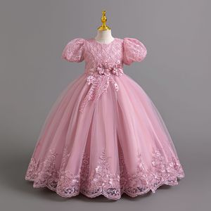 MQATZ Wholesale Girls' Princess Birthday Dresses 8 Years Old Children's Party Dress with Pattern and Flower Decoration