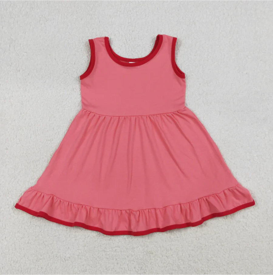 Toddler Girls Summer Tank Dress Multiple Colors Soft Cotton Sleeveless Play Dress with Ruffles
