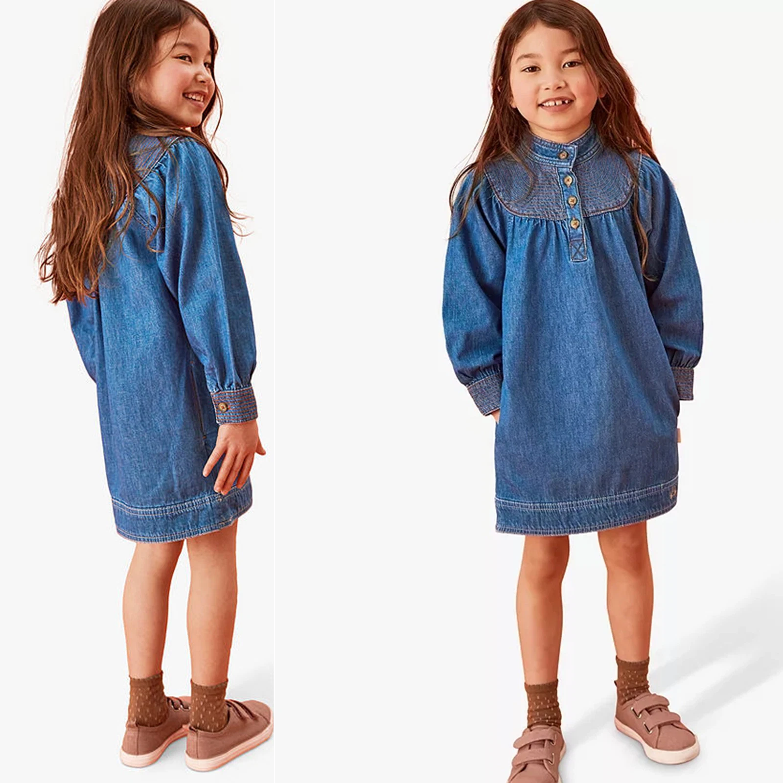 Wholesale China Customized High Quality Top Sale Girls Kids Summer Clothes Seagrass Denim Blue Baby Dresses