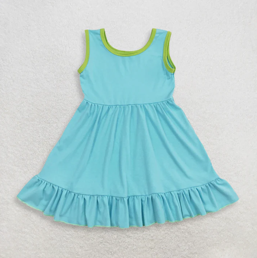 Toddler Girls Summer Tank Dress Multiple Colors Soft Cotton Sleeveless Play Dress with Ruffles