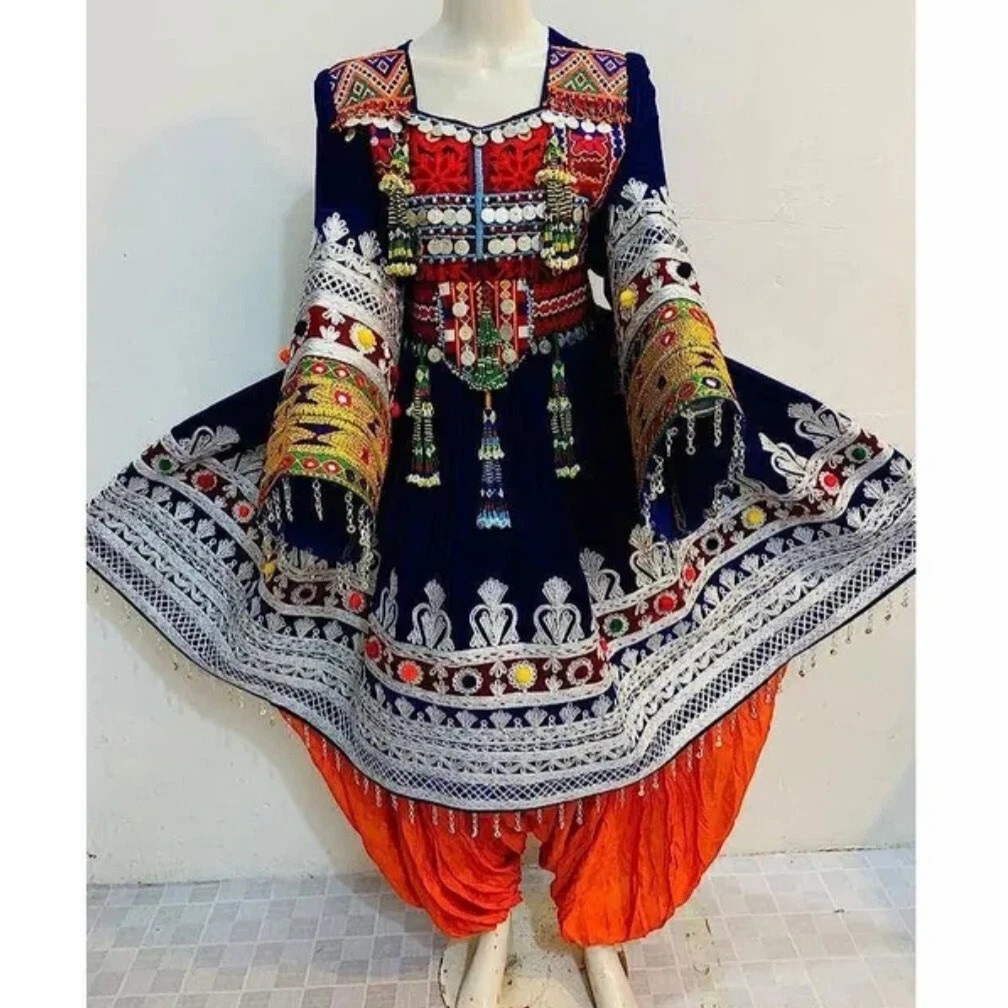 Outdoor Vintage Afghani Salwar Kameez Girls Lace Breathable Cashmere Chiffon Plain Dyed Heavy Weight Multi Colors Maxi Frock