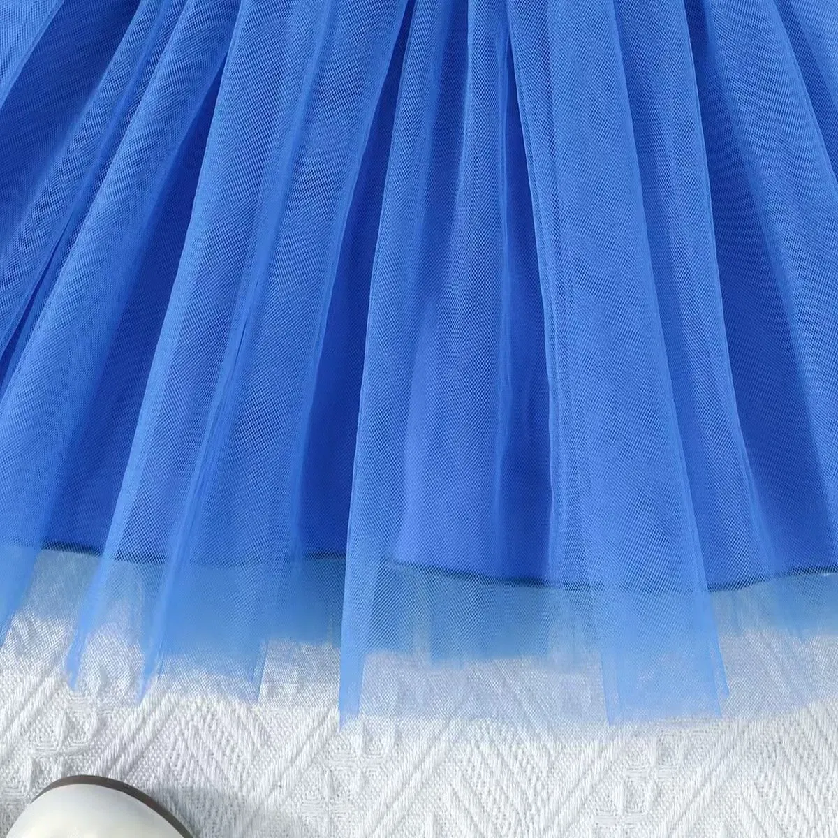Wholesale OEM Toddler Girls Blue Tulle Ruffle Sleeve Floral Princess Party Dress