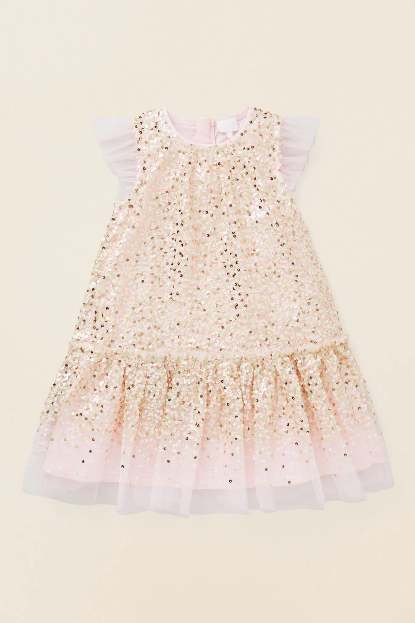 OEM Acceptable Hot Selling Girls Party Dress Sleeveless Puff Sequin Crew Neck Girls Dress