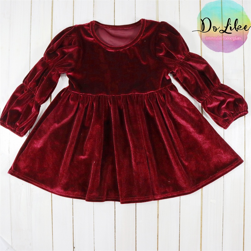 Wholesale Christmas Girls Dress Children's Velvet Clothing Baby Skirts Dresses for Girls