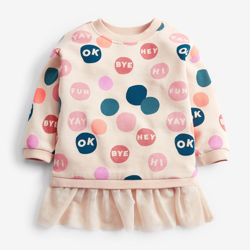 Spring New Baby Girl Skirts Cartoon Hoodie Mesh Stitching Long Sleeve Baby Dress Unicorn Baby Dresses