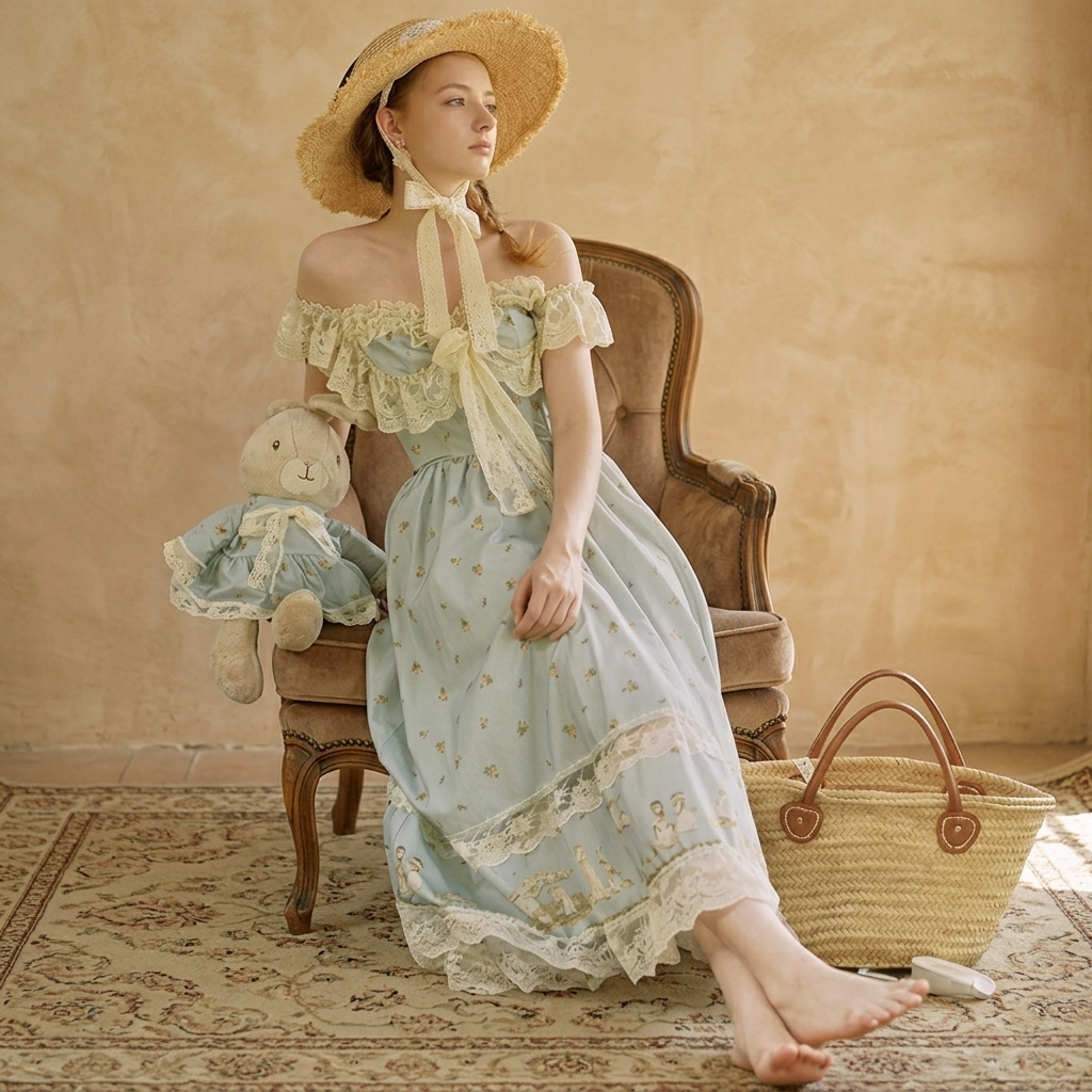 Custom Girls Lace Dress Vintage Boutique Dress for Summer Party
