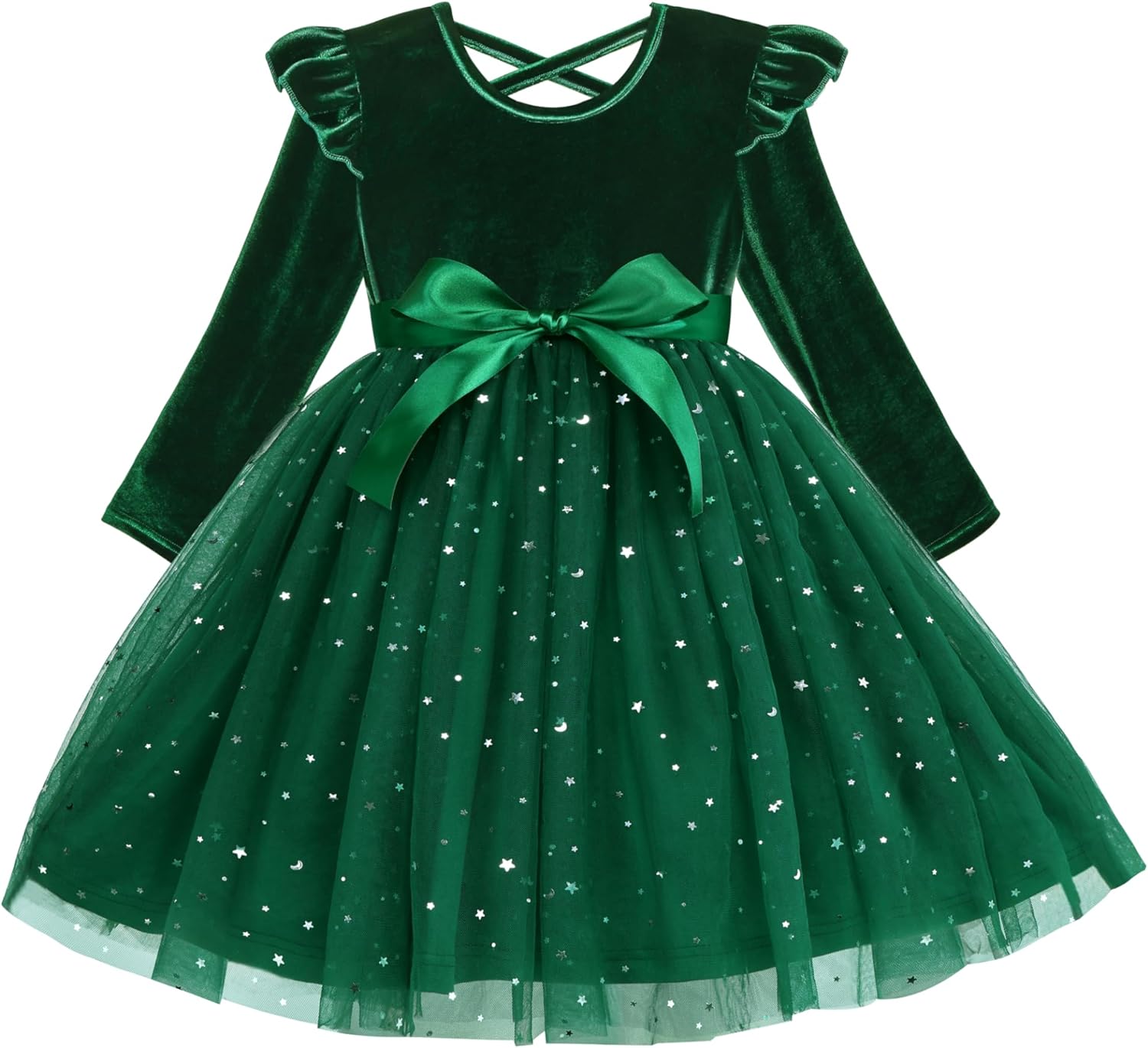 New-arrival Toddler Girls Velvet Tutu Dress Fall Winter Long Sleeve Ruffle Dress Soft comfort for Holiday Party Causal 3-7Y