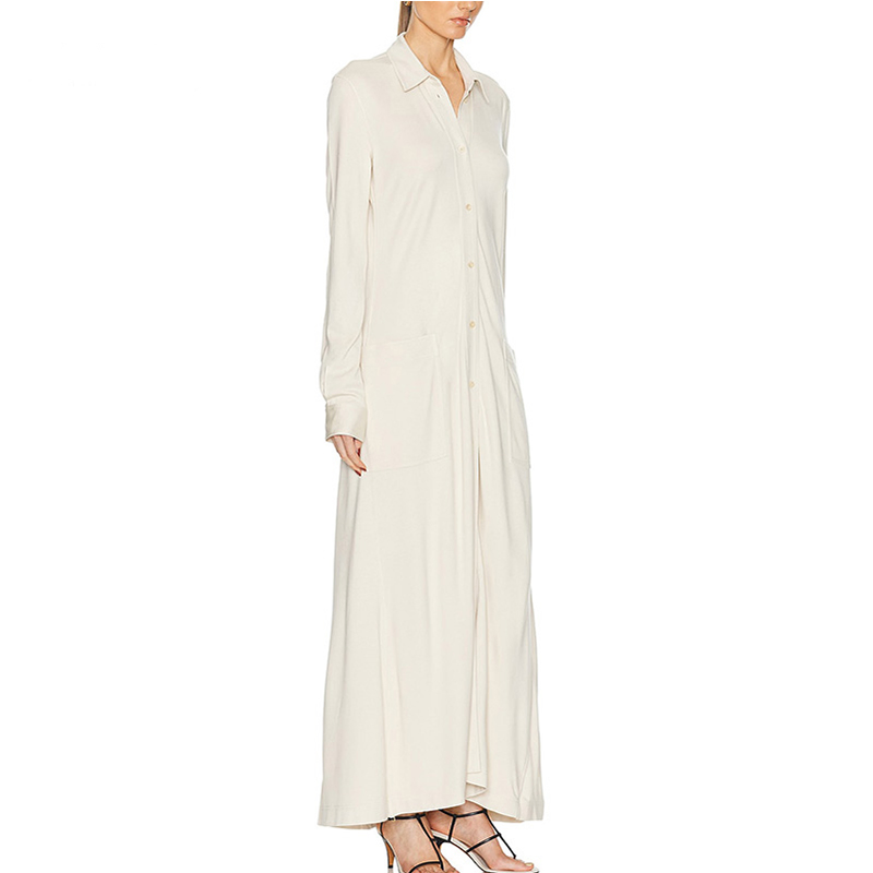 Custom Clothing Manufacturer Maxi Long Sleeve Cotton Linen Shirt Dresses Girls Elegant Casual Dress High Quality Dress for Women
