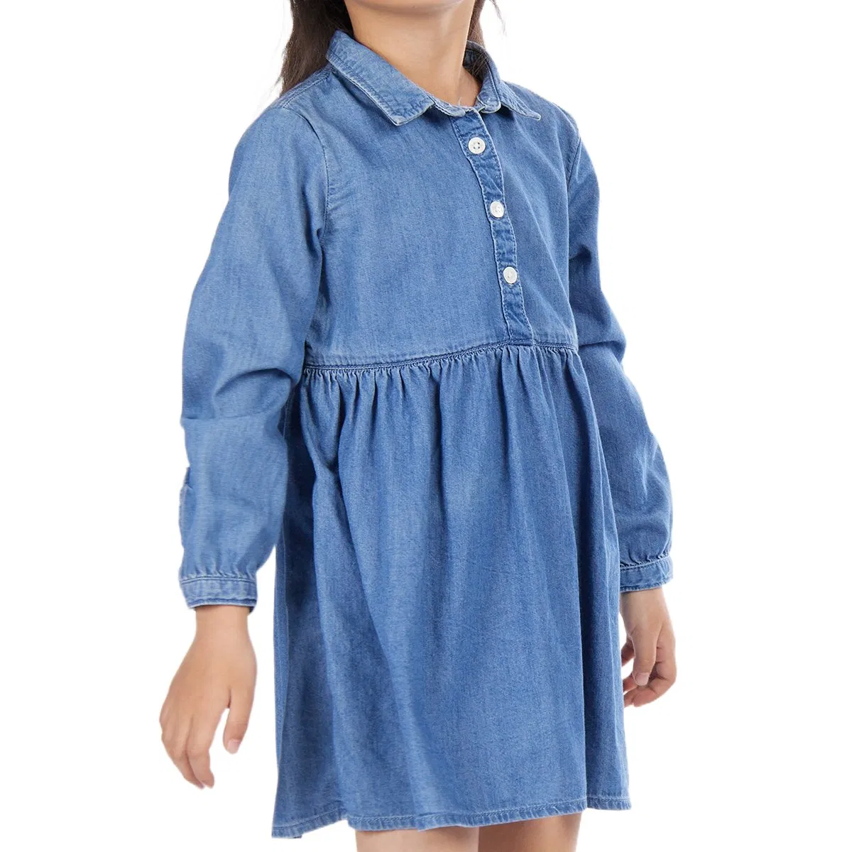 Custom Children Dresses Quality Wash Blue Girls Denim Dress