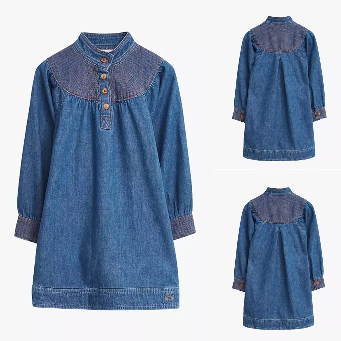Wholesale China Customized High Quality Top Sale Girls Kids Summer Clothes Seagrass Denim Blue Baby Dresses