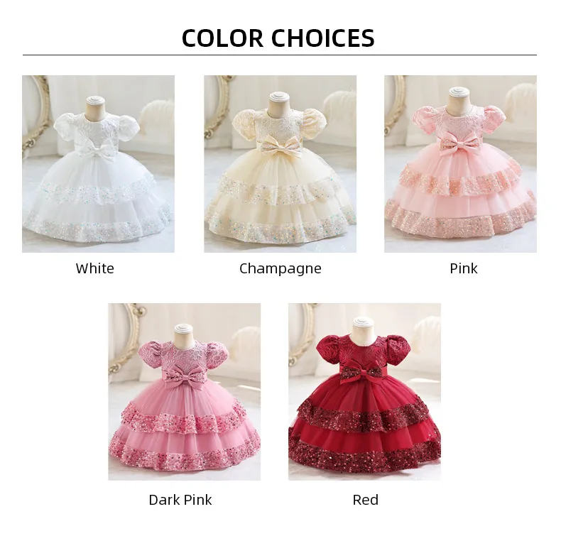 Children's Baby Girls Princess Dress 1 Year Cake Dress Birthday Party Dresses