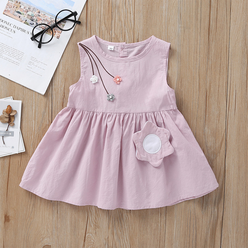 Flower Embroidered Toddlers Girls Princess Dresses Baby Girls A-Line Lovely Sleeveless Summer Dress Kids Girls Cotton Clothes