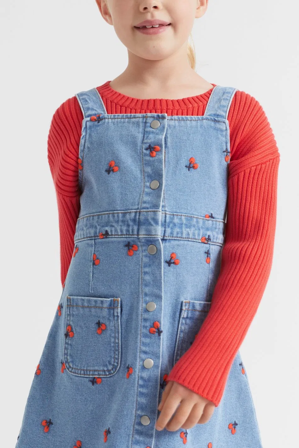 OEM Factory Wholesale Knee-Length Cotton Denim Dress for Girls Summer Children Clothes Girls Dress
