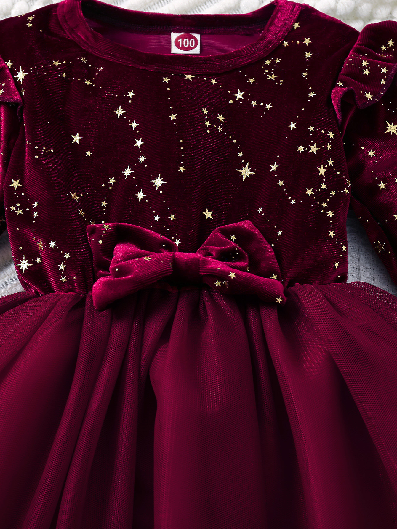 2025 Newest Baby Girl Long Sleeve Velvet Christmas Sweet Princess Dress