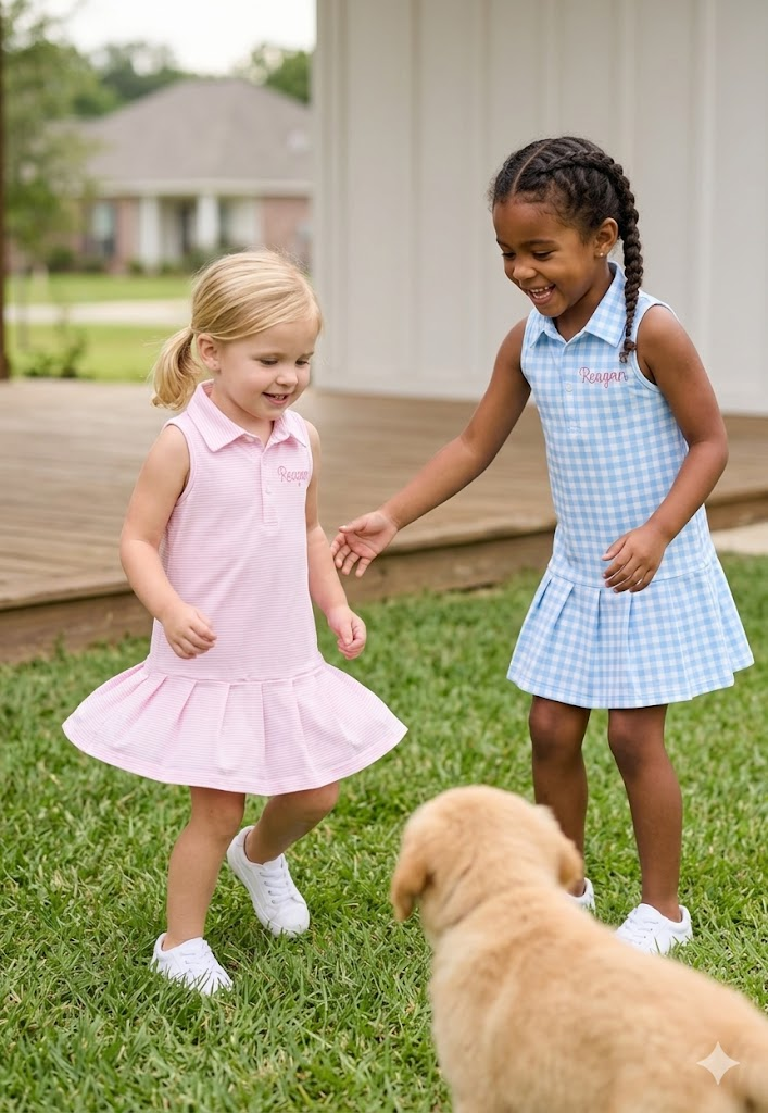 Personalized Tennis Dress for Baby Matching Sister Outfit Toddlers Cotton Athletic Play Dress for Girls