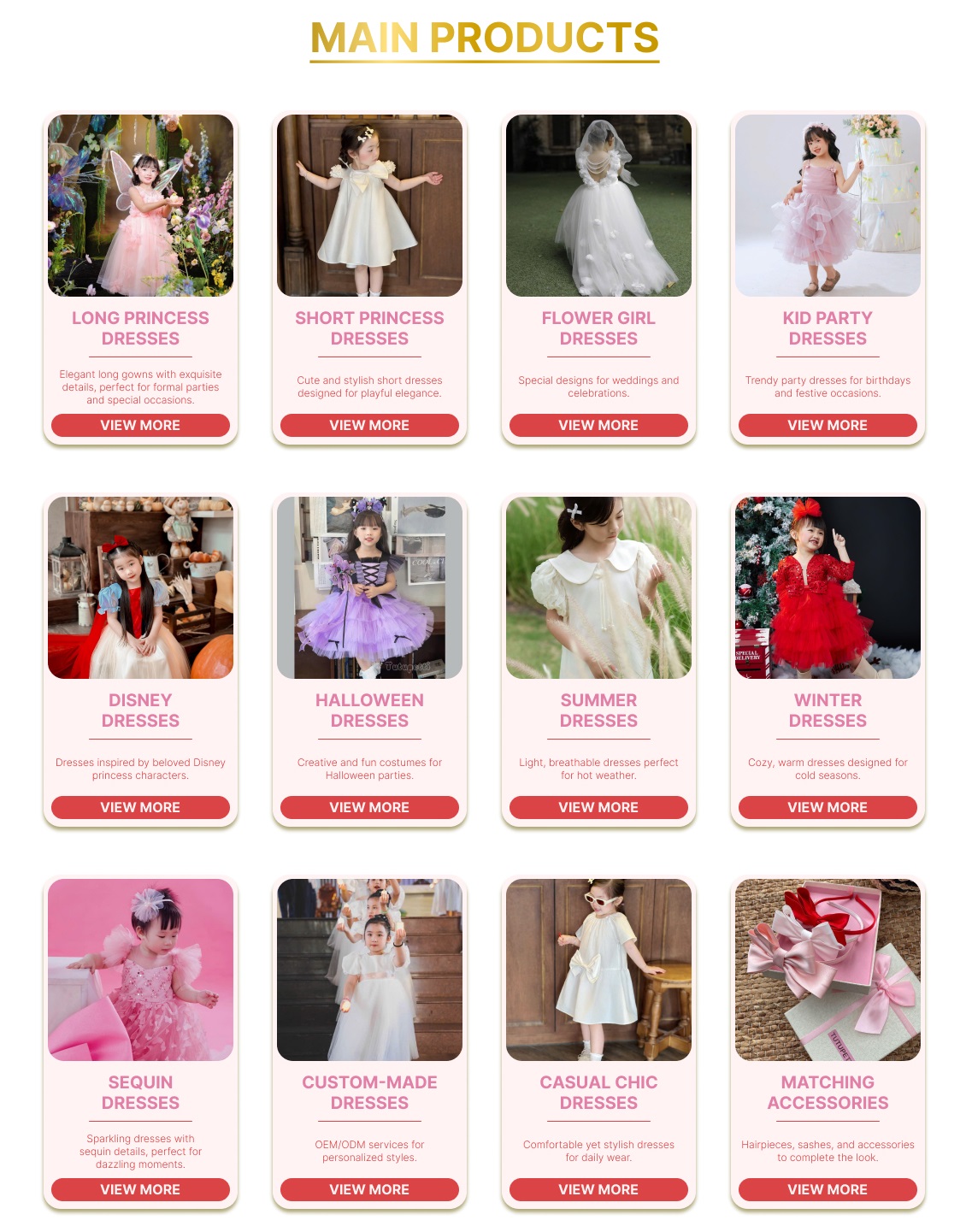 Main Categories Showcase