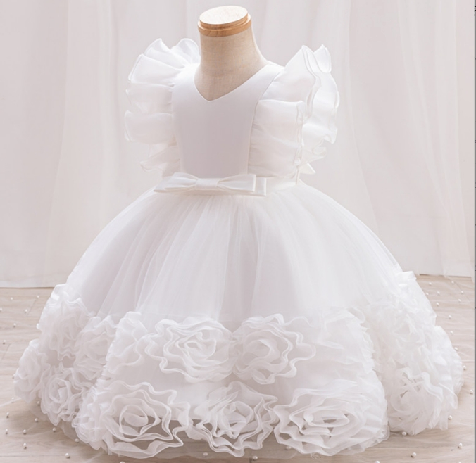 Baby Girl Dress Bow Tutu Dress 9month to 6years Girl Wedding Birthday Party Princess Dresses Kids Lace Gown Costume Clothing