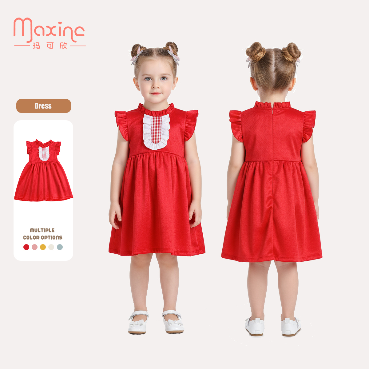 Wholesale Custom Red Velvet Girls Dresses, Christmas Party Gown &amp; Summer Nightwear Children Girls Clothing Sets Baby Girls Dress