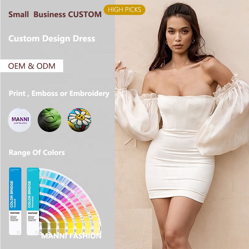 MANNI Custom Dress Sexy Off Shoulder Fashion Clothes White Bandage Bodycon Casual Dresses Vetements-femme-chic