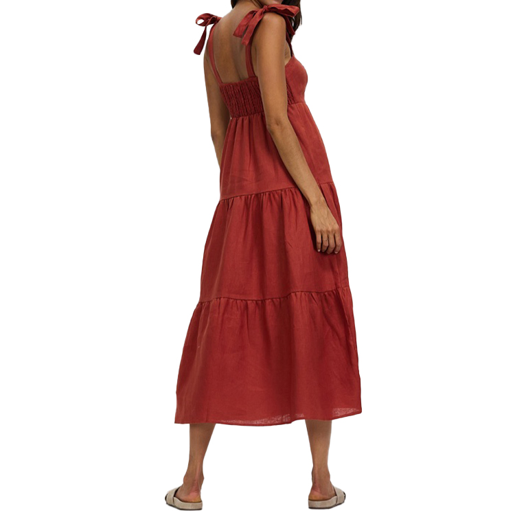2025 New Fashion Long Linen Dresses Women Maxi Casual Girl Cotton Vacation Style High Quality Supplier