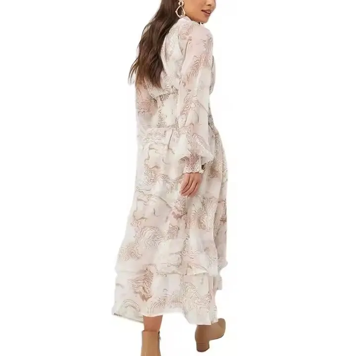 Fashion Wholesale Ladies Girls Smoking Maxi Dresses Elegant Customized Women Chiffon Casual Dresses