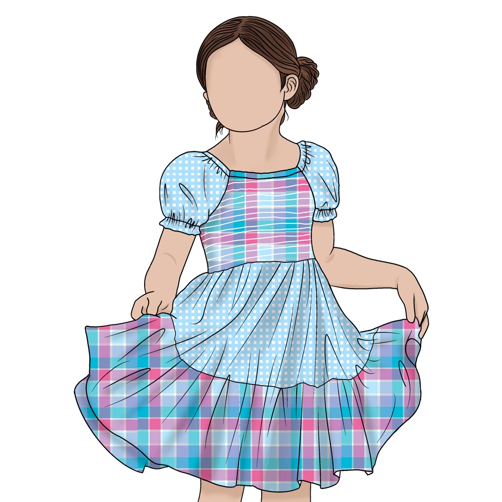 High Quality Comfortable Simple Fashion Design Casual Short Sleeve Plaid School Girls Skirt Flower Kids Dresses for Wedding