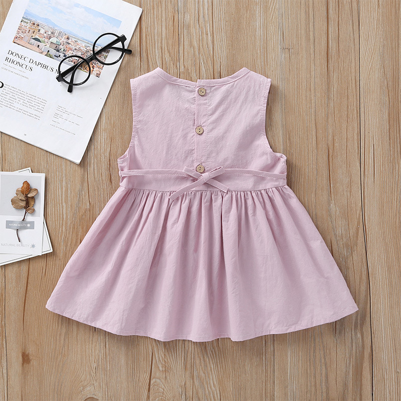 Flower Embroidered Toddlers Girls Princess Dresses Baby Girls A-Line Lovely Sleeveless Summer Dress Kids Girls Cotton Clothes