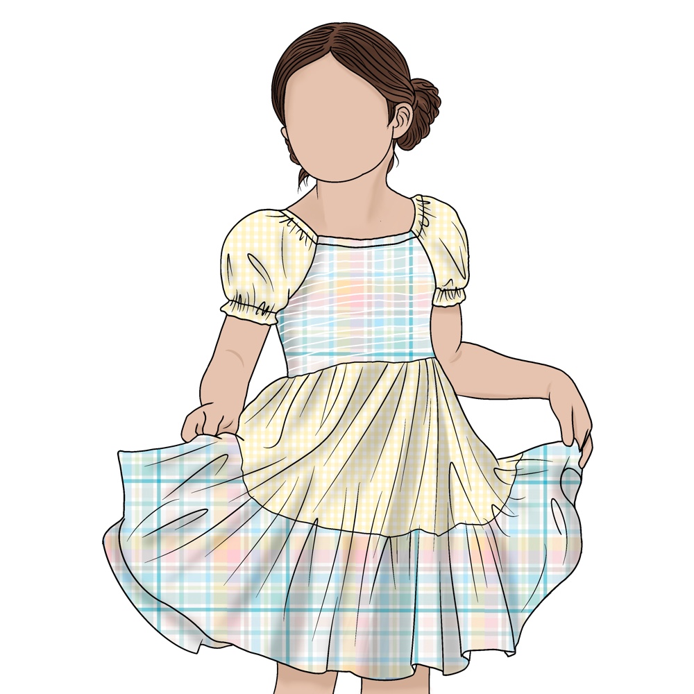 High Quality Comfortable Simple Fashion Design Casual Short Sleeve Plaid School Girls Skirt Flower Kids Dresses for Wedding