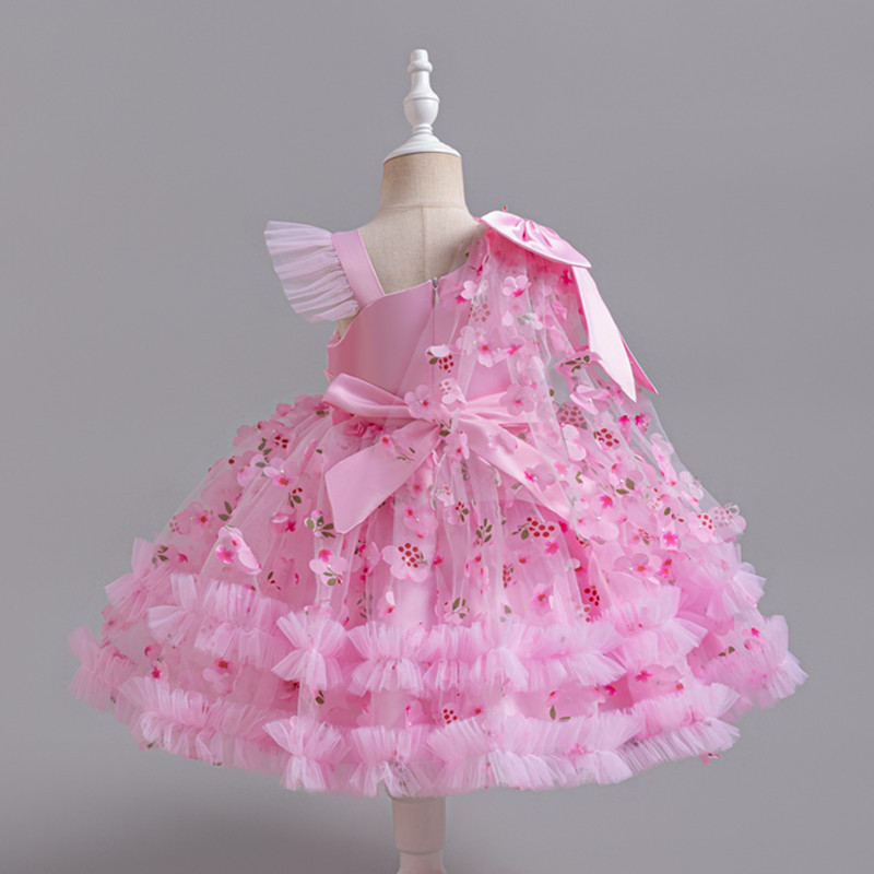 Flower Girls' Party Tulle Pageant Dresses Polyester Sweet Floral Print Knee-Length A-Line Lace Princess Dress