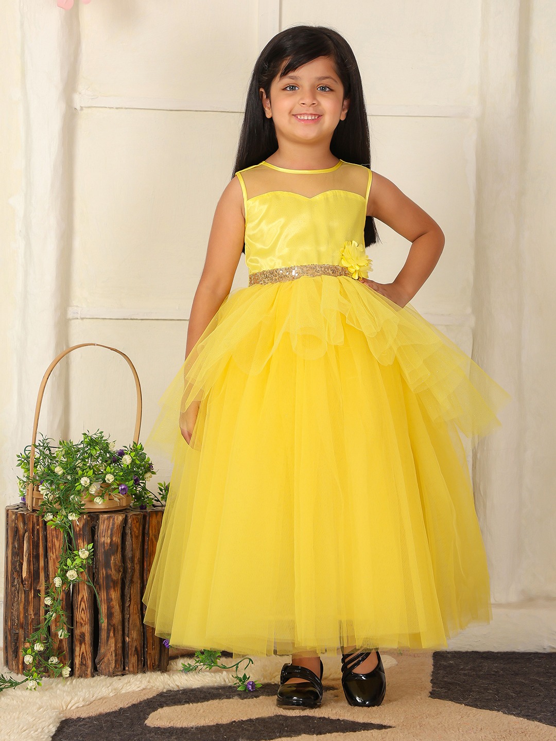 Girls Modern Ball Gown Wholesale Tulle Party Dresses Customized Color (Sizes 3Y-10Y) Export Quality Children's Apparel New