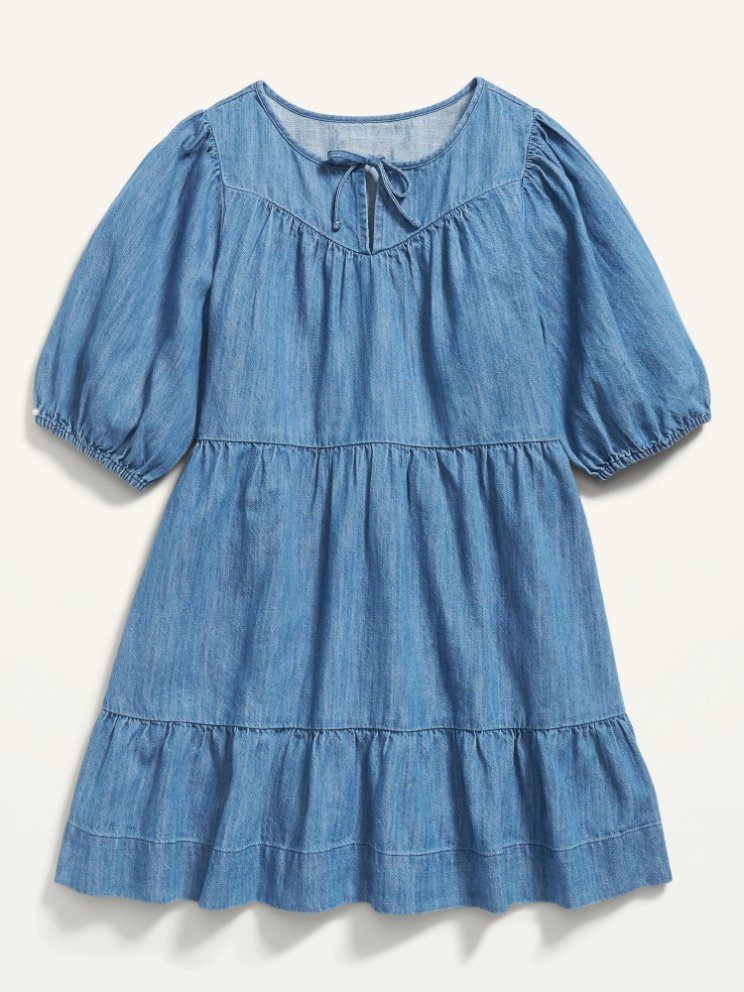 New Design OEM Accept Girls Summer Crew Neck Girl Denim Mini Summer Children Clothes Girls Dress