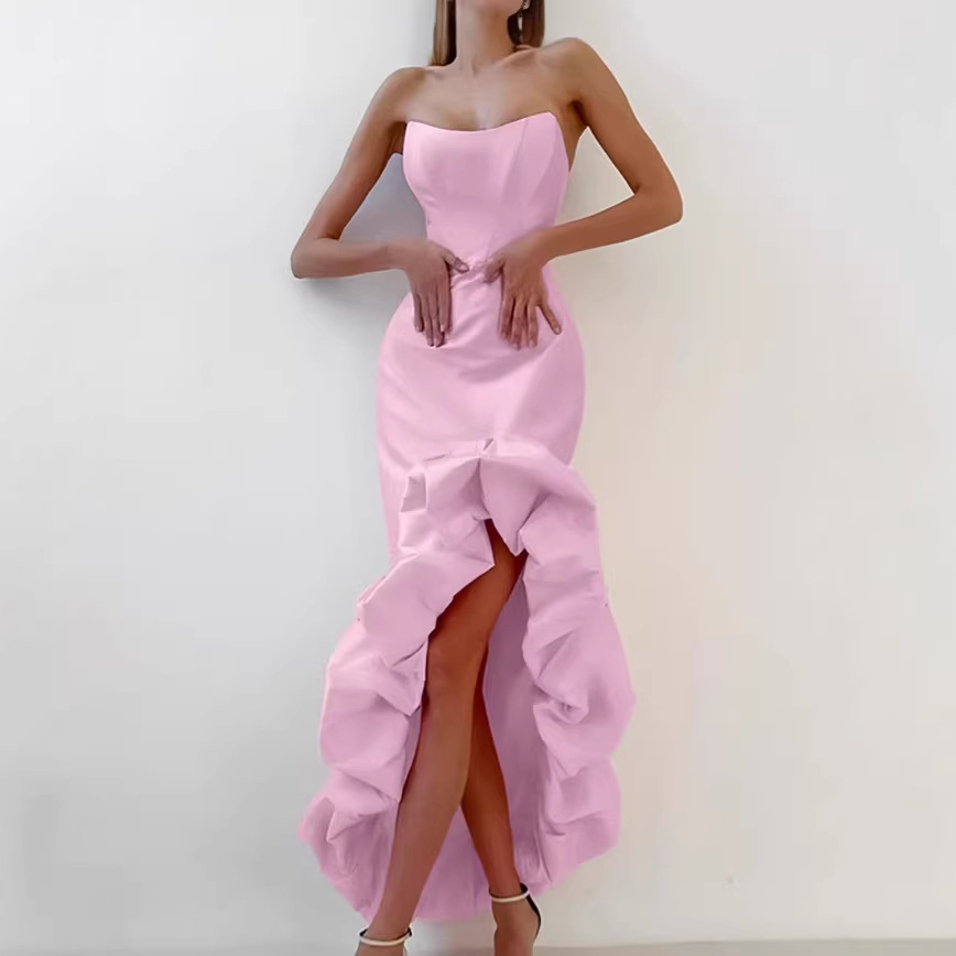 Women's Spring High-end Asymmetric Puffy Mid-Calf Evening Dress