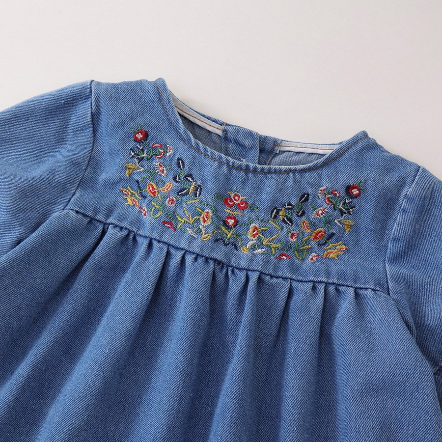 Fashion Custom Girls' Denim Dress Long Sleeve Fashion Dress