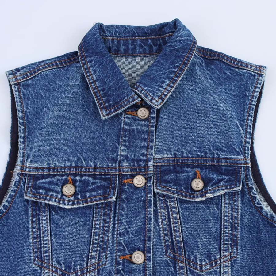 Customizable Low MOQ Loose Empire Waist Cotton MIDI Girls Vacation Denim Dress