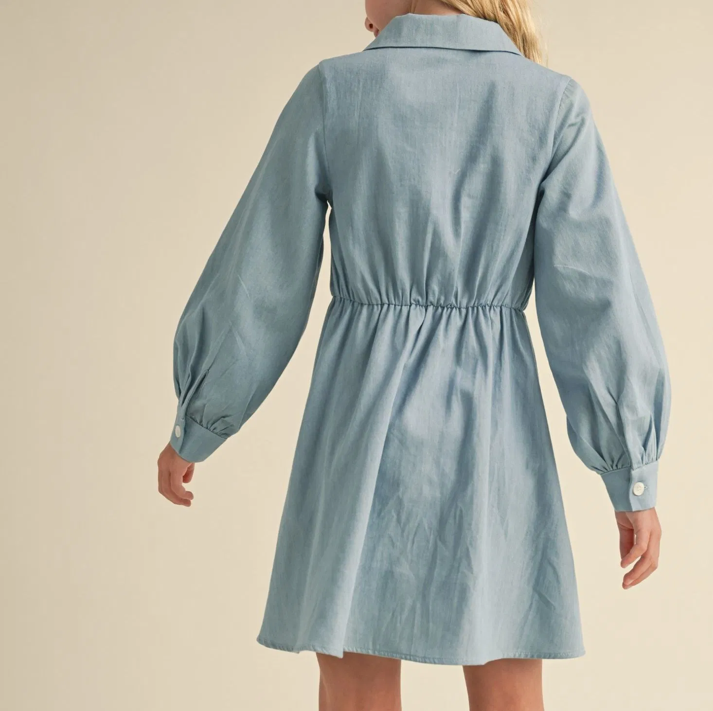 New Girls Long Sleeve Shirt Dress Denim Fashion Kids Dress