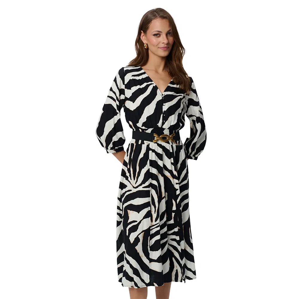New Style Girl Summer Long- Puff Sleeve Maxi Dress Zebra Printed Summer Beach Wear Dess Women Casual Dress